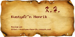 Kustyán Henrik névjegykártya